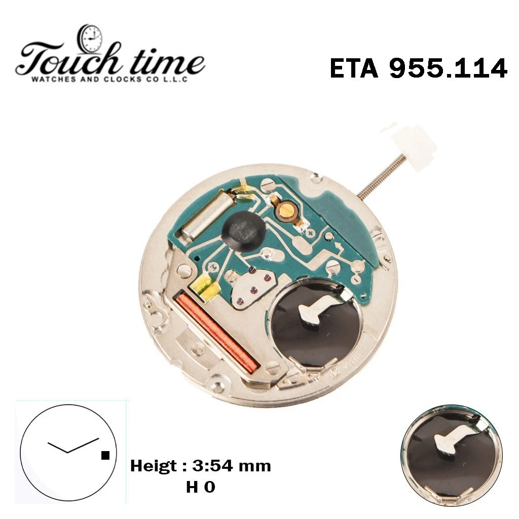 ETA 955.114 Quartz Swiss Movement -White Date Disk At 3-2 Hands-Height:0(3.54mm)