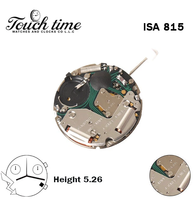 ISA 815 Swiss Quartz Movement-Chronograph-Height:5.26mm-White Disk At 4-3 Hands.