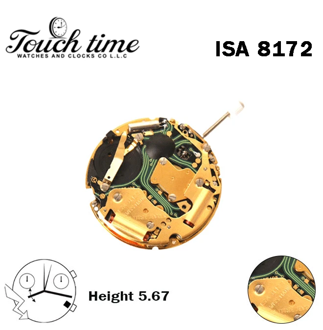 ISA 8172 Swiss Quartz Movement,Height:5.67mm,White Disk At:4 Horizontal.