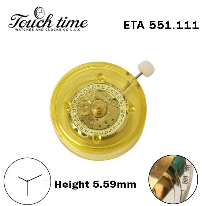 ETA 551.111 Quartz Swiss Movement -White Date Disk At 3-3 Hands-Height:5.59mm thumbnail 5