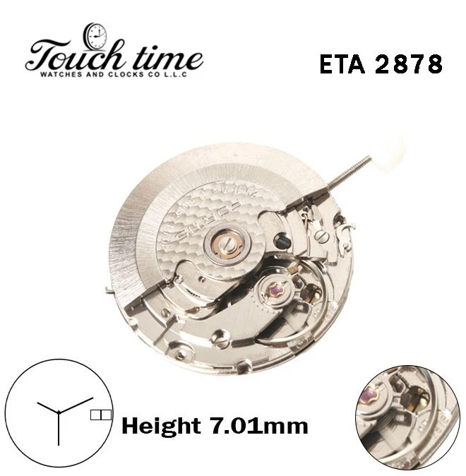 ETA 2878-Swiss Quartz Movement-White Date& EN/AR Day Disk At 3-Height:7.01mm-3 Hands.