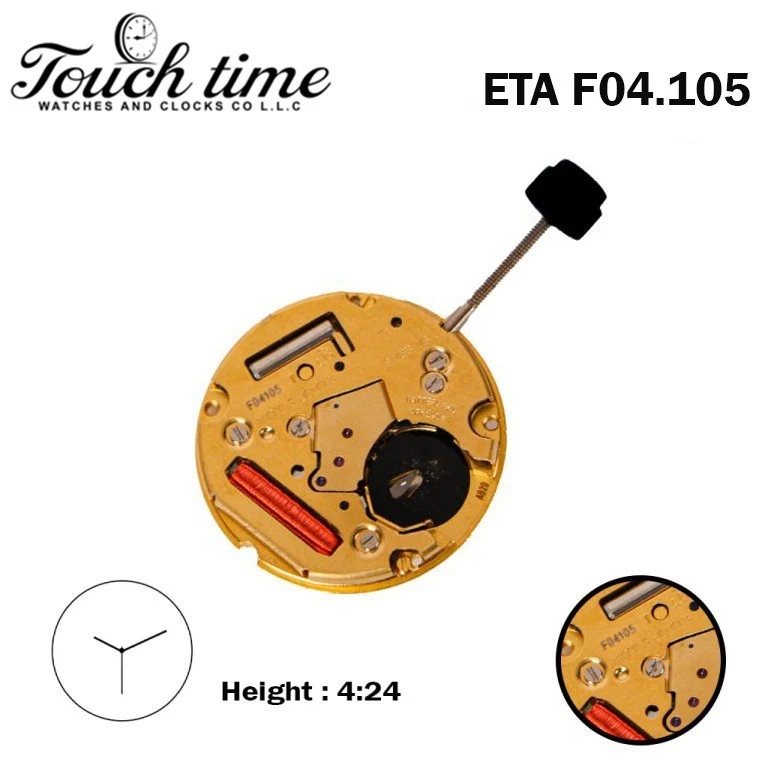 ETA F04.105 Swiss Watch Movement-3 Hands-3 Jewels- Without Disk- Height:4.24mm.
