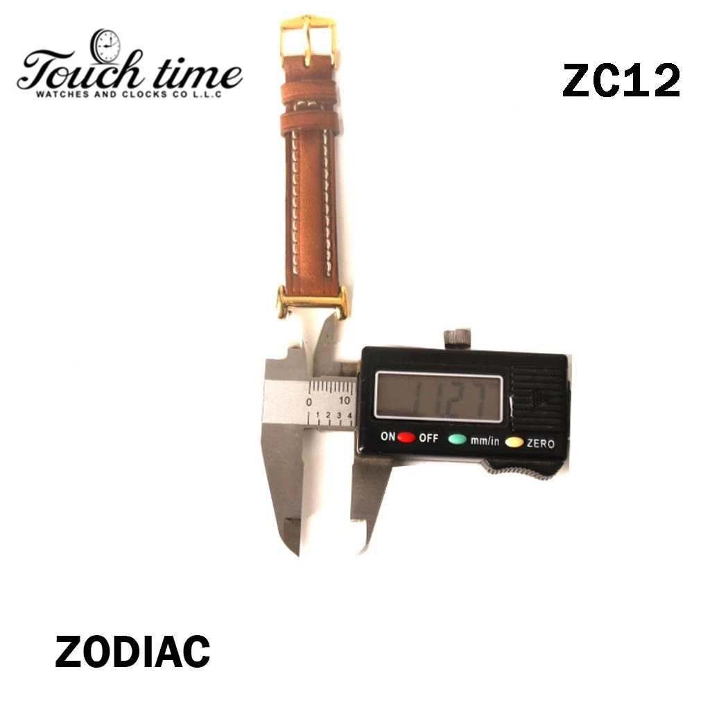 Zodiac 16mm Brown Leather Strap – Genuine Leather with Stainless Steel Buckle#ZC12 thumbnail 3