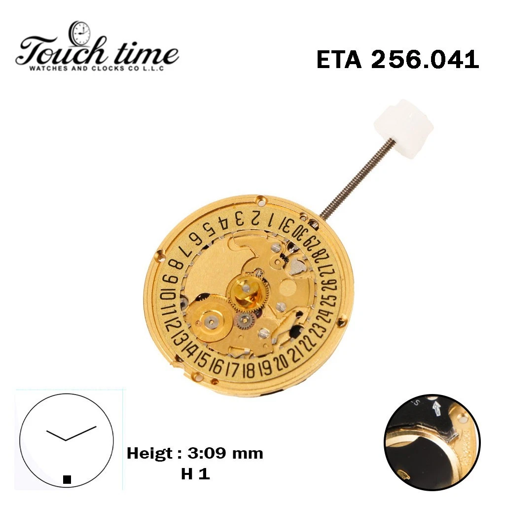 ETA 256.041-Quartz Movement-Black Circuit-Gold Disk At 6-Height:3.09mm-2 Hands thumbnail 2