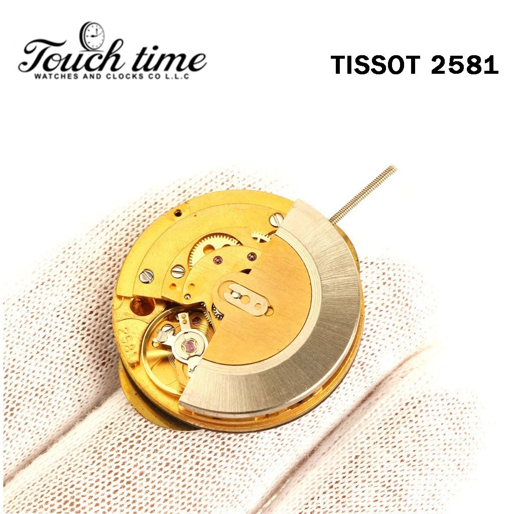 TISSOT 2581 - حركة أوتوماتيك سويسرية - أبيض قرص التاريخ - ذهبي. thumbnail 5