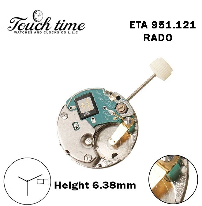 ETA 951.121-RADO-Swiss Movement-White Date& French Day Disk At 3-H:6.38mm-3 Hands.
