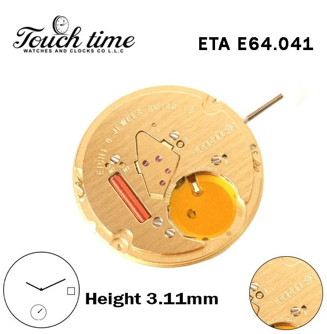 ETA E64.041-Quartz Movement-White Disk At 3-Height:3.11mm-Small Second-2 Hands.