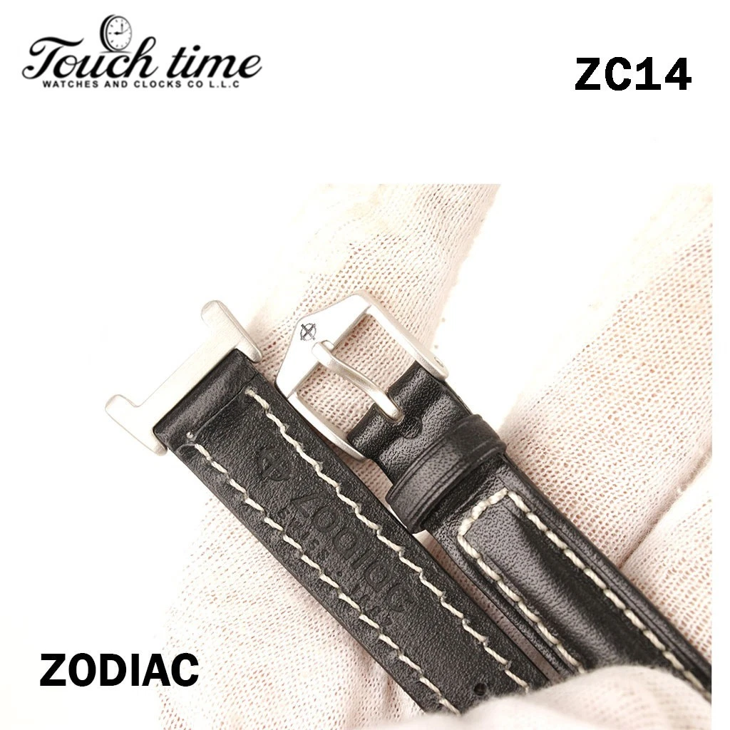 Zodiac 16mm Black Leather Strap – Genuine Leather with Stainless Steel Buckle#ZC14 thumbnail 5