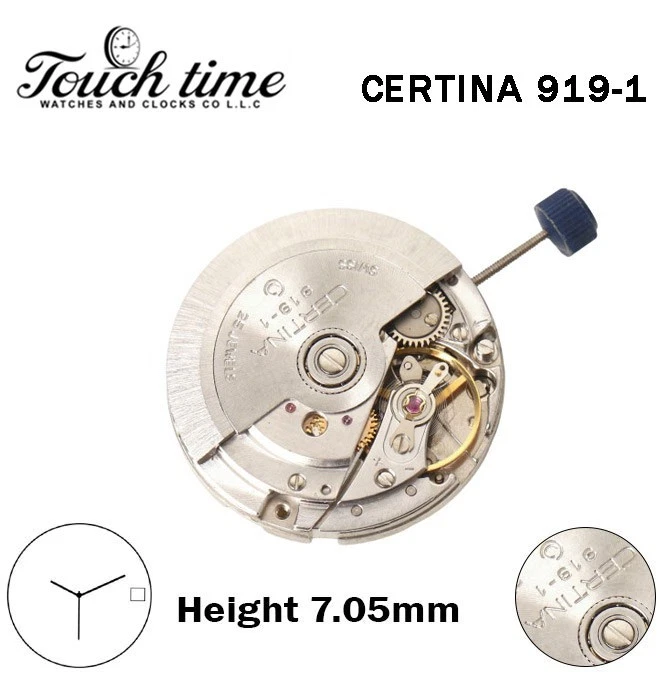 CERTINA 919-1-Swiss Quartz Movement-Beige Date Disk At 3-Height:7.05mm-3 Hands