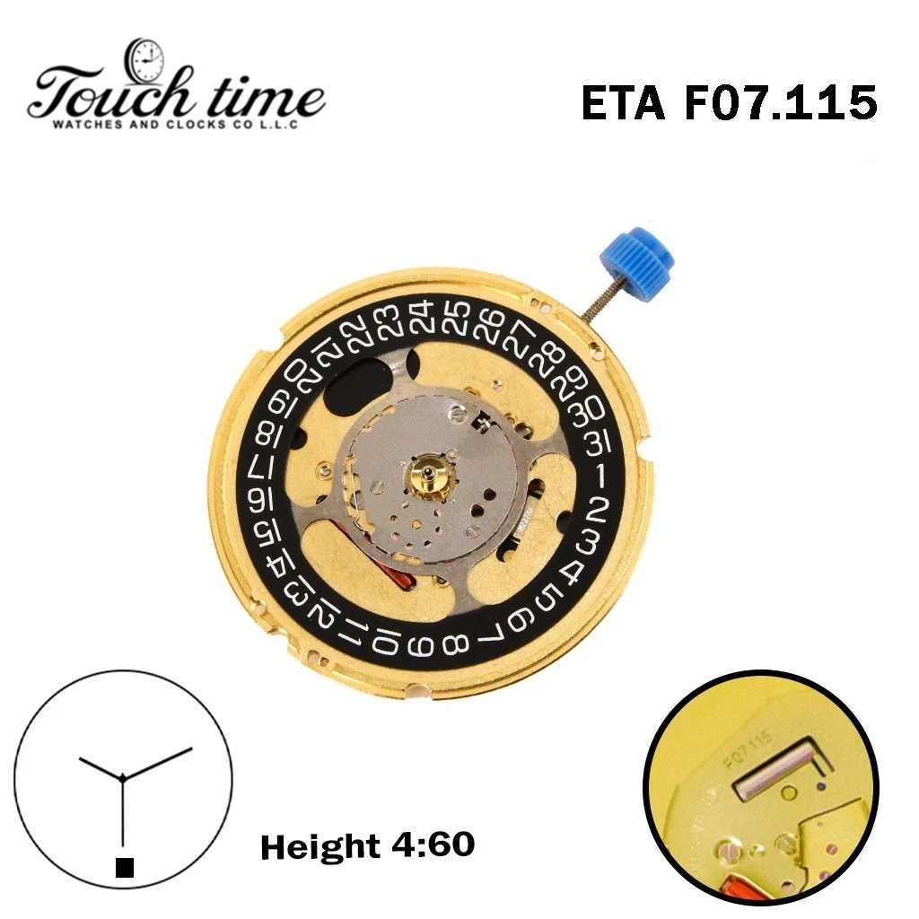 ETA F07.115 - حركة كوارتز - الارتفاع: 4.48mm - أسود قرص التاريخ عند 3-3 عقارب thumbnail 3