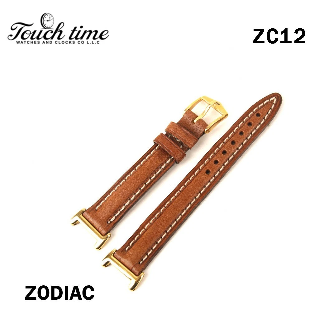 Zodiac 16mm Brown Leather Strap – Genuine Leather with Stainless Steel Buckle#ZC12