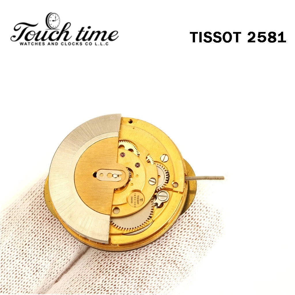 TISSOT 2581 - حركة أوتوماتيك سويسرية - أبيض قرص التاريخ - ذهبي. thumbnail 7
