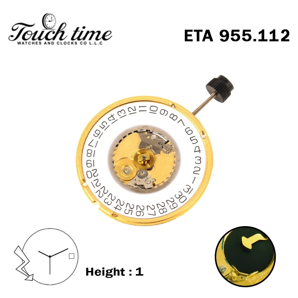 ETA 955.112-Swiss Quartz Movement-H:1(3.82mm)-White Disk At 3 -3 Hands. thumbnail 2