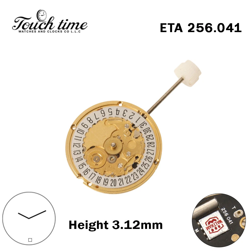 ETA 256.041-Quartz Movement-Height:3.12mm-Silver Disk At 6-2 Hands thumbnail 2